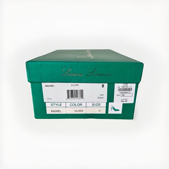 Lauren Lorraine Rachel Silver Shimmer Sling Back Heels Sz 8 Wedding Christmas - Picture 13 of 14